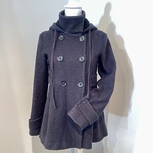 Theory Hooded Double Breasted Super Thick Sweatshirt Jacket